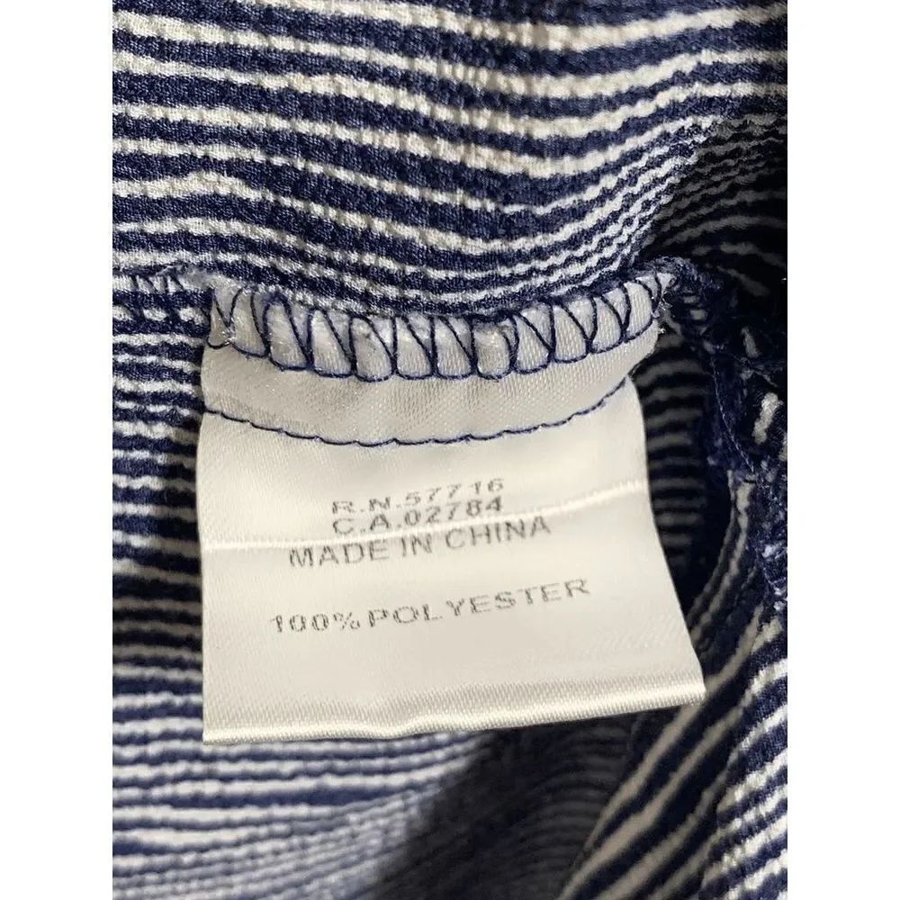 Papillon Women's Striped Lace-up Front Long Shirt Navy Size Large - Picture 2 of 11